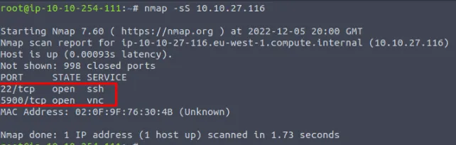 Screenshot of an nmap scan.