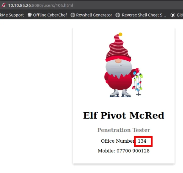 Screenshot of the matching profile page