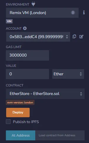 Screenshot of contract deployment