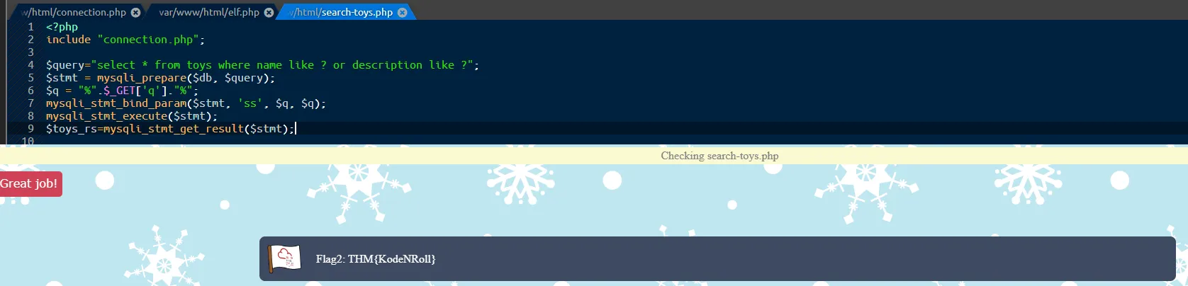 Screenshot of the Flag2 exploitation