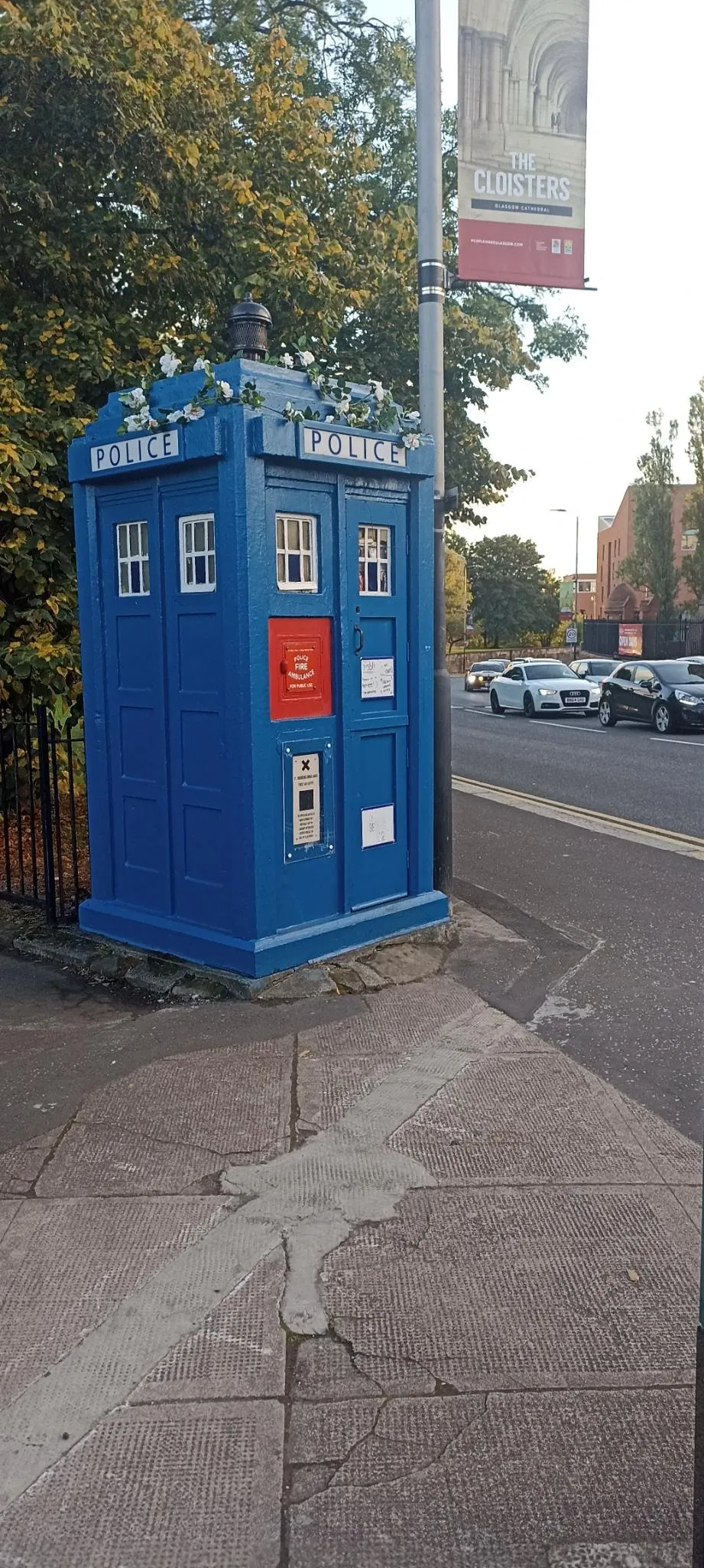 Picture of a blue police telephone box