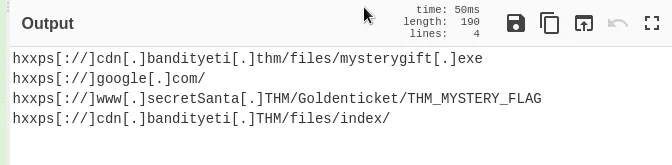 Screenshot of CyberChef showing a few extracted headers.