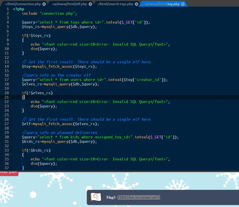 Screenshot of the Flag3 exploitation