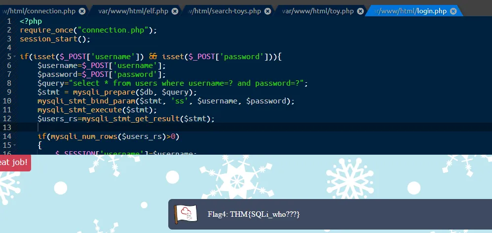 Screenshot of the Flag4 exploitation