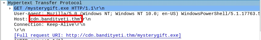 Screenshot showing the malicious file's host
