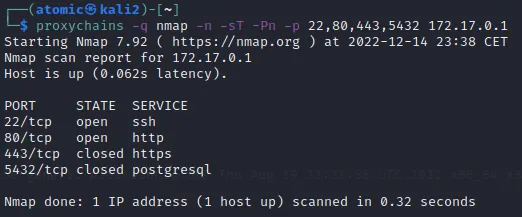 Screenshot of a command being chained to the host.