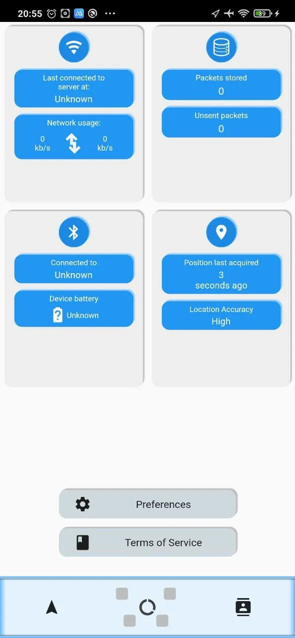 screenshot of a phone displaying the app showing the 'oversight' pane