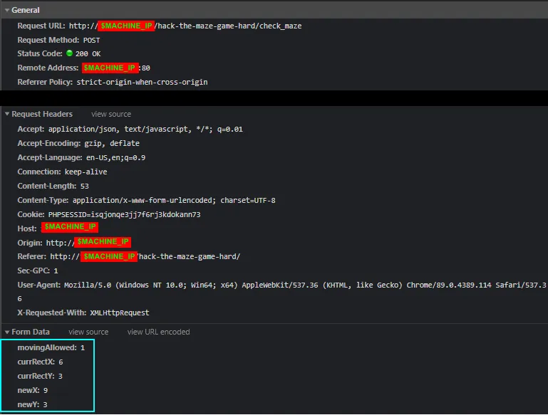 The check_maze request