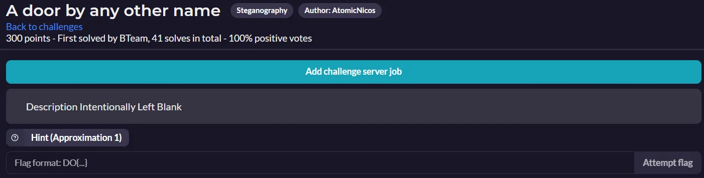 Challenge description on RACTF
