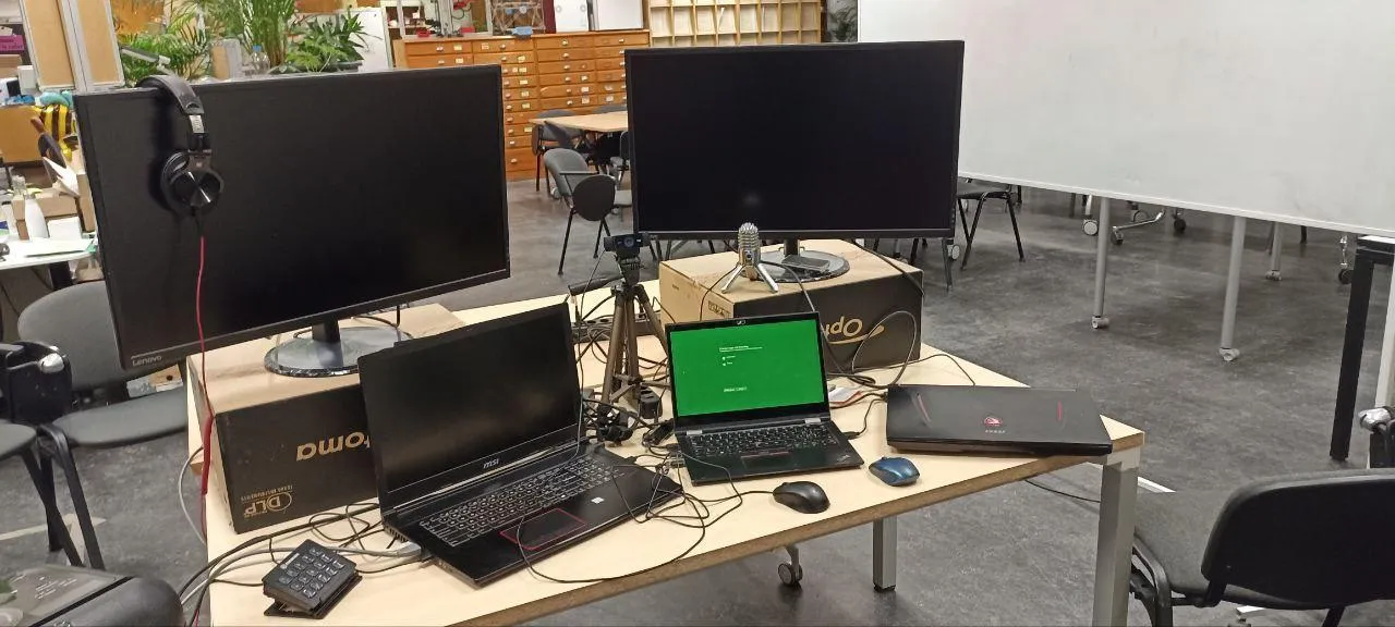 A picture of my desk during the conference.