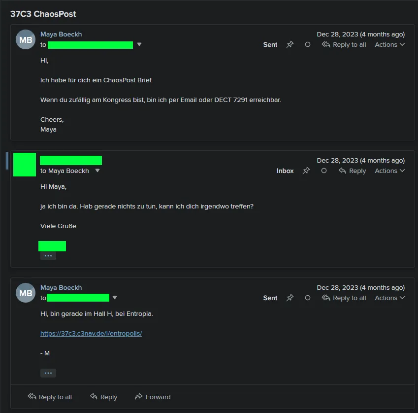 A chaospost delivery email