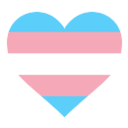 A heart showing a trans flag.
