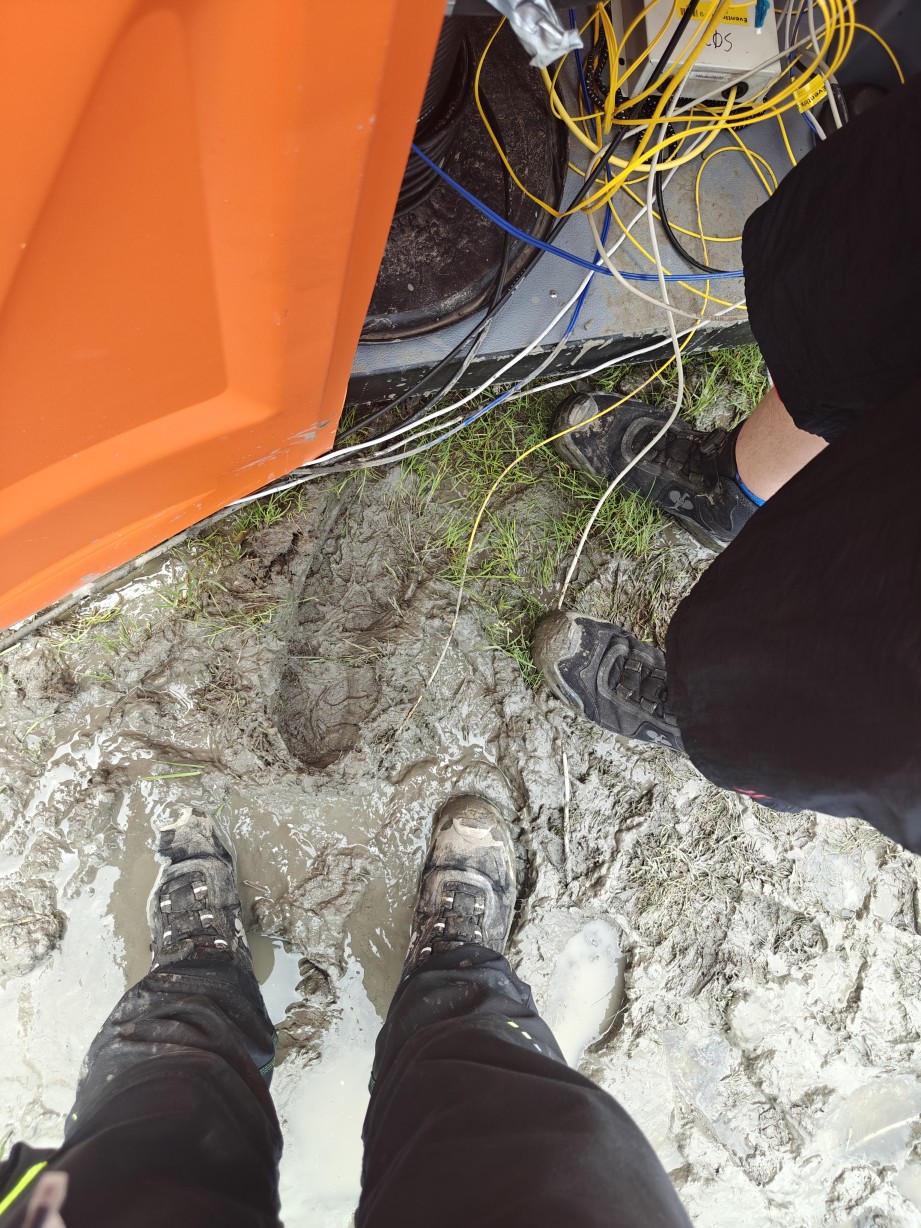 a picture of maya's shoes covered in mud