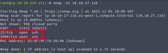 Screenshot of an nmap scan.