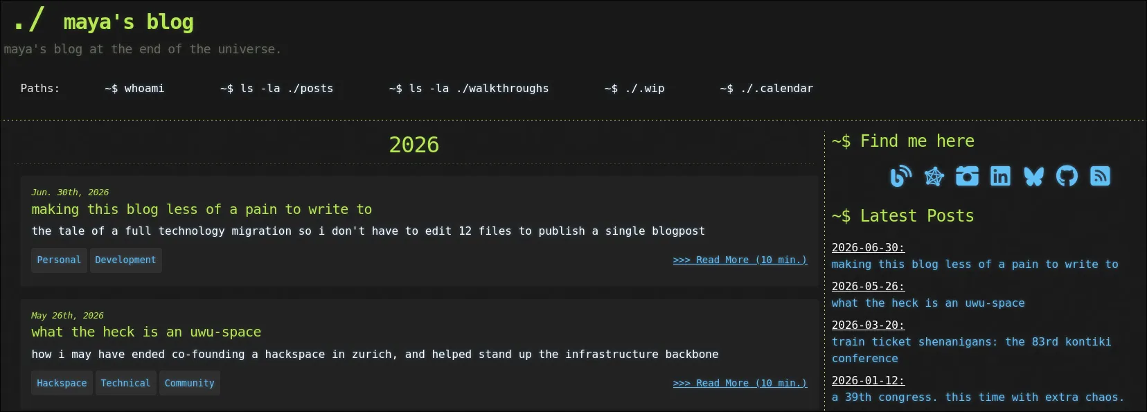 a screenshot of the new /posts index on my blog, post conversion