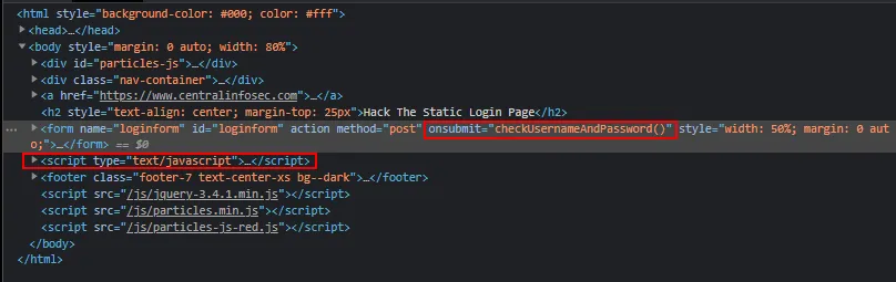 Challenge page source code