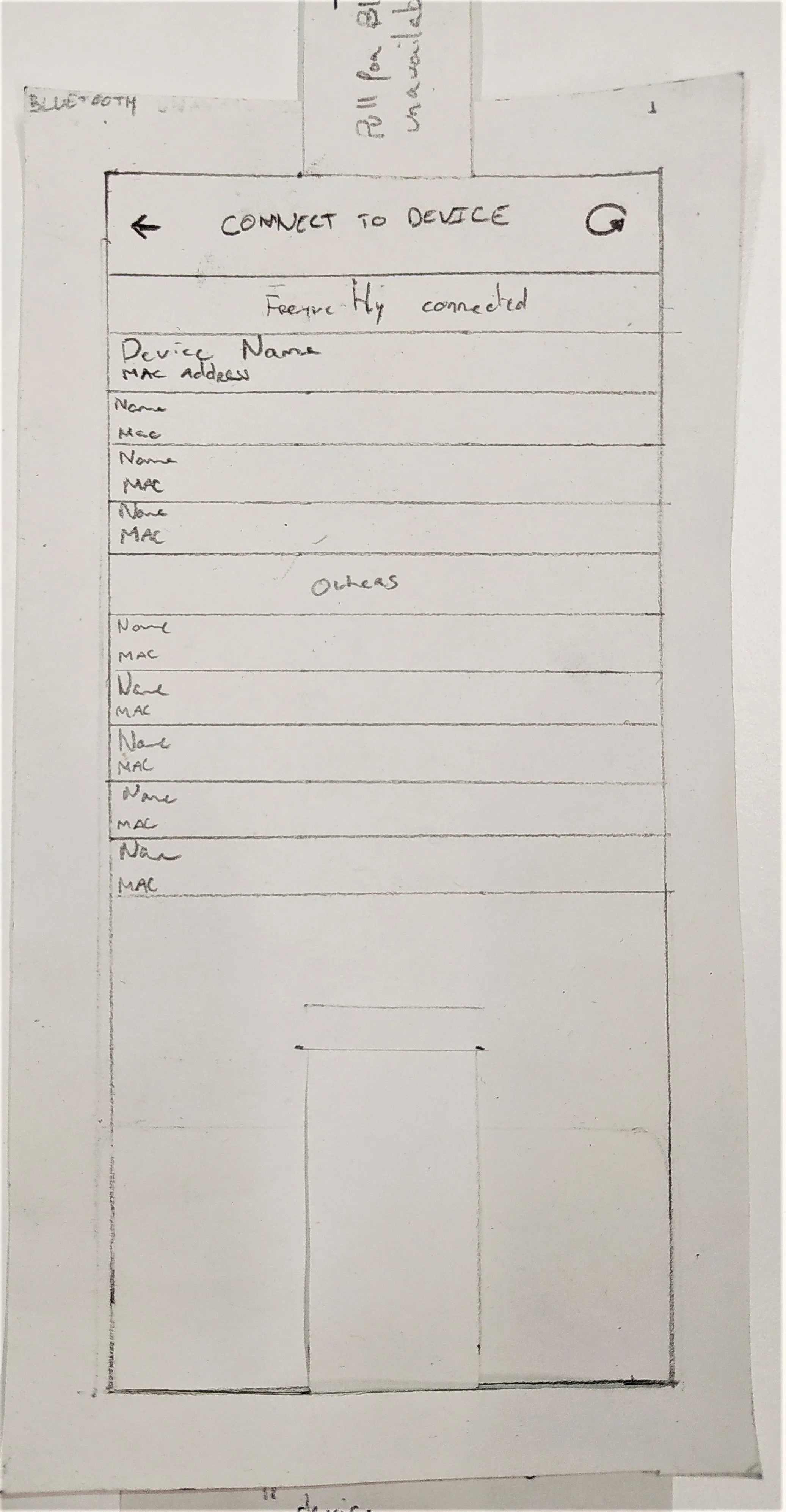 picture of a paper styled interface showing the design of the bluettoh pane