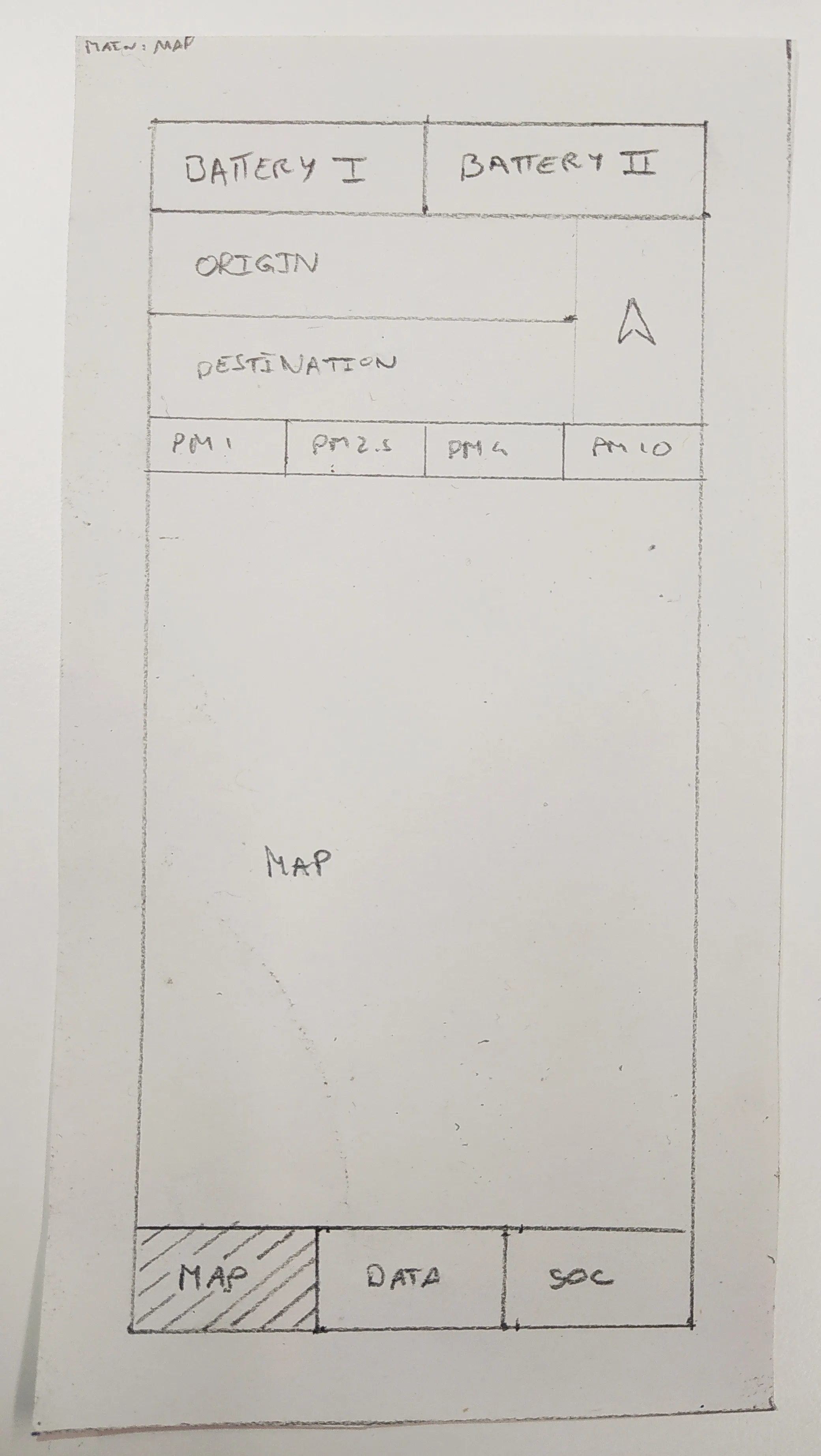 picture of a paper styled interface showing the design of the map pane