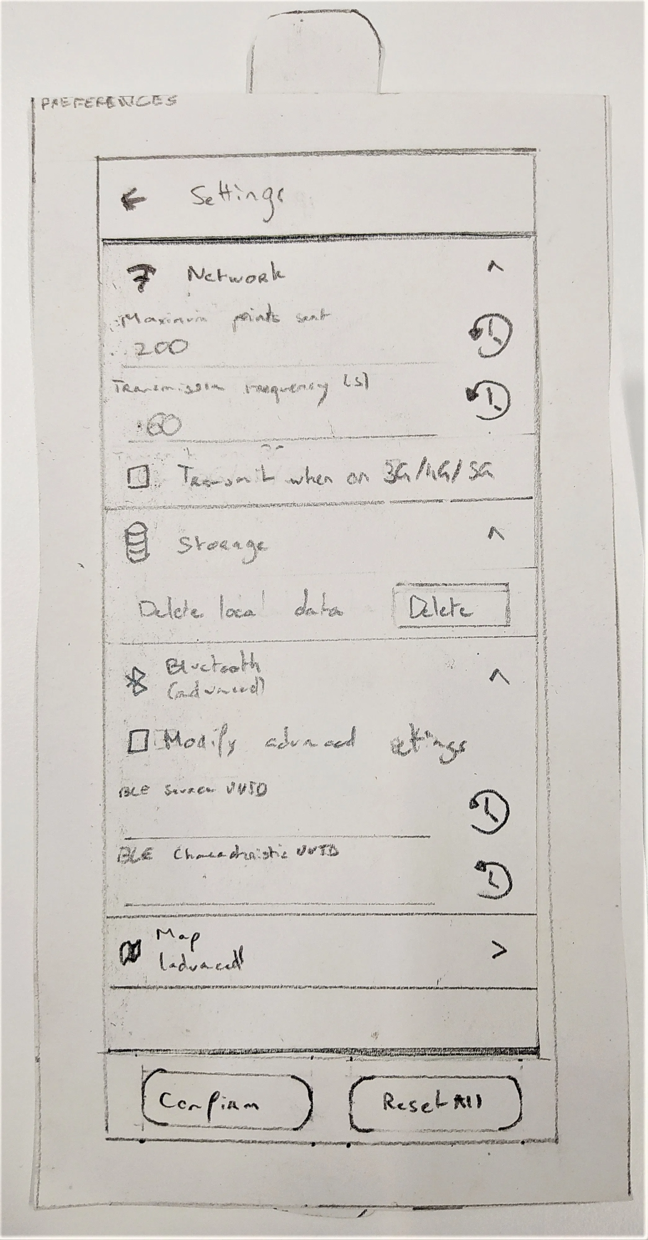 picture of a paper styled interface showing the design of the settings pane