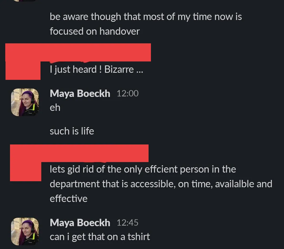 exchange between me and a redacted individual