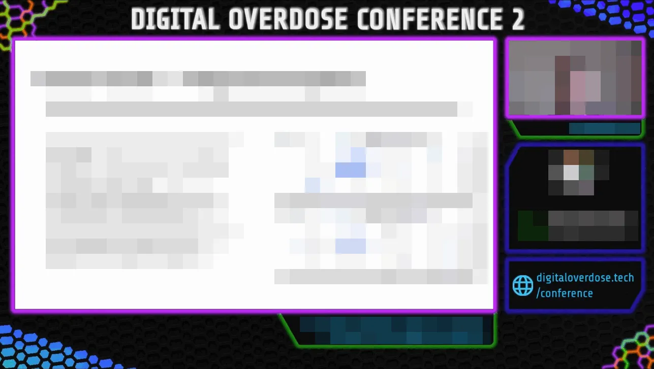 Live shot of the stream assets in use, during a talk.