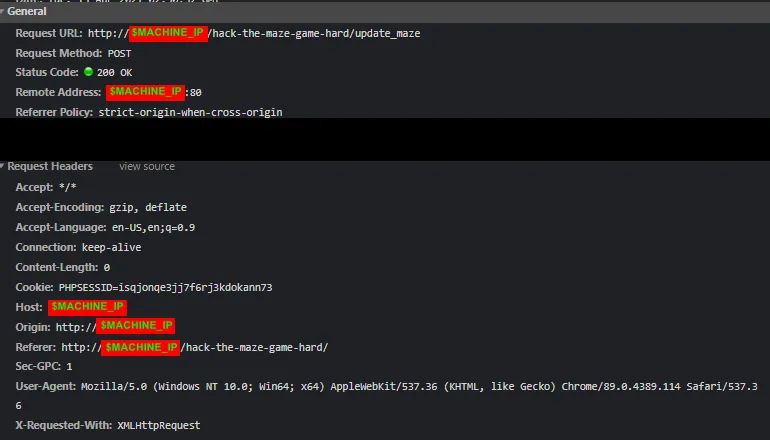 The update_maze request